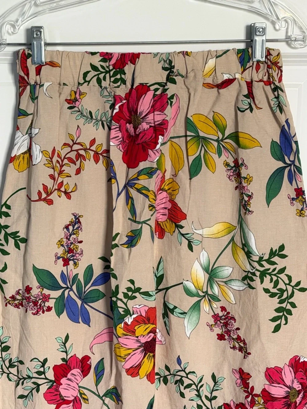 McLLINI Beige Floral A-Line Midi Skirt Size 8 54962